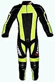 BI ESSE - Tuta da MINIMOTO per bambino in pelle e cordura professionale, completa di protezioni CE (Nero / Giallo Fluo, XXL (12-13 anni))