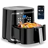 Aigostar Smart Cube - Friggitrice ad aria intelligente, 1900W, 7L. Modalità manuale, schermo LED, 7 funzioni preimpostate con mantenimento calore in modalità manuale. Connessione Wi-Fi. Senza BPA