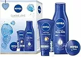 NIVEA Classic Love Set, set regalo con articoli da toeletta, set di bellezza idratante con crema per le mani, lozione per il corpo e molto altro ancora