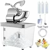VEVOR Tritaghiaccio Elettrico, 300W, Spaccaghiaccio, 180kg/h, Tritaghiaccio per Granita, Macchina Trita Ghiaccio con Scatola PC da 34L, Colore Argento, Tritaghiaccio Commerciale e e Domestico