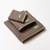UNITED COLORS OF BENETTON. Tevere | Kit Asciugamani da Bagno Completo | Set da 3 Pezzi Colore Marrone | 100% Cotone | Accessori Casa | Include Telo Doccia, Viso e Mani