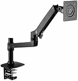 Amazon Basics - Supporto per monitor singolo con staffa a braccio con altezza regolabile, rotazione di 360 gradi, inclinazione dello schermo e organizer per cavi, acciaio, Nero