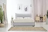 EVERGREENWEB Letto Matrimoniale con Box Contenitore e Rete 180x210 Doghe in Legno per Materassi Matrimoniali 180x210,Elegante Testiera Tessuto Imbottito Sfoderabile Ideale per Camera da Letto Ghiaccio