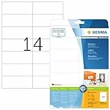 HERMA Etichette Universali, 105 x 42,3 mm, Etichette Adesive A4 per Stampante, 14 Etichette per Foglio, Bianco