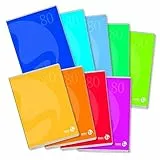 BM BeMore - Color 80, 0110591 - Quaderno Formato A4 - Rigatura Q, Quadretti 5mm con Margini - Carta 80g/mq – 9 Colori Assortiti - Confezione composta da 12 pezzi