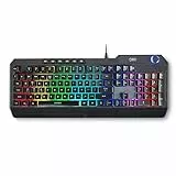 DR1TECH [Amazon Exclusive] Wasp Tastiera RGB da Gaming per PC Retroilluminata e Ergonomica - 104 Tasti con 26-Key Anti Ghosting - Tastiera USB a Membrana con Filo + Knob Multimediale