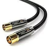 deleyCON 1m Cavo Antenna TV via Cavo Coassiale 4K UltraHD UHD 1080p HDTV Full HD - TV Plug to Presa TV - Spina Metallica Analog Digital - Nero