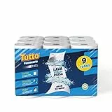 Tutto Pannocarta Facile Bobina, 9 Bobine di Carta Multiuso, Ideale a Contatto con gli Alimenti, per Pulire Vetro Acciaio e Piastrelle, e come Spugna Assorbente, 100% Made in Italy