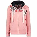 Geographical Norway Fespote Lady - Felpa Donna Zip Hoodie Tasche - Pile Donna Maglione Manica Lunga Giacca Cappuccio - Abito Ideale Primavera Estate Autunno Inverno Stagione (Rosa Pallido XXL)