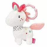 Fehn 057416 - Mini unicorno – Sonaglio per sonaglio, sentirsi, giocare con morbido peluche in tessuto, un fedele compagno per neonati e bambini a partire da 0 mesi, bianco, 00057416