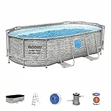 Bestway 56714-4 Set Piscina Fuori Terra Power Steel Swim Vista II Ovale da 427x250x100 cm