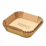 100Pezzi Carta Forno per Friggitrice ad Aria 6,3 ' Resistente All'acqua e All'olio Per Alte Temperature(Quadrati)