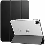 ZtotopCases Cover per iPad Pro 12.9 2021 (5a Generazione), Cover Posteriore Rigida Trasparente a Tre Pieghe Ieggera, Intelligente Custodia con Auto Svegliati/Sonno, Nero