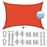 Vela Parasole 2x2m, Parasole Rettangolare, Protezione Raggi UV, Resistente e Anti-Strappo, ideale per giardino, cortile, piscina - arancione