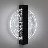 Applique da Parete Interno LED, Nero 12W 1500LM Design Creativo Rotondato Lampada da Parete Moderno, Lampada Muro LED Interno per Camera da Letto Soggiorno Corridoio Scale, Bianco Freddo 6500K