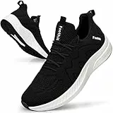 Feethit Sneakers Uomo Scarpe da Ginnastica o da Lavoro, Casual Outdoor Fitness Sportive, Comode, Leggere e Traspiranti, Nero & Bianco 43 EU
