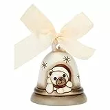 THUN, Campanella Limited Edition 2023 Bianca con Teddy in Ceramica Decorata a Mano, Decorazioni Natale Casa, 7.3x7.3x8.5 cm h