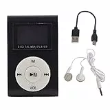 Haowecib MP3, Sport Back‑Clip Lettore Musicale Portatile Radio FM Ultraleggero Lettore MP3 Schermo LCD Registratore vocale per Esterni(Nero)