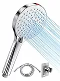 SREWOHS Soffione Doccia con Tubo Anticalcare - Alta Pressione Risparmio idrico doccia soffione 5 funzioni getto con potente modalità getto per pulire piastrelle, bagno,Universale+ABS 8,5 l/min