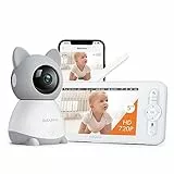 BabyTime Baby Monitor Video e Audio, Schermo da 5.0 '' LCD & 2K Telecamera, 3000 mAh Batteria Ricaricabile, Supporto Modalità Vox, Visione Notturna, Controllo Tramite APP Mobile