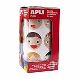 APLI Kids 18771 - Rotolo di 360 gommini rotondi con facce emozioni Ø33 mm, adesivo removibile