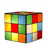 ADM - 'Abat-Jour cubo Rubik' - Lampada da comodino con paralume in vetro saldato lavorazione Tiffany - Multicolore - H15 cm