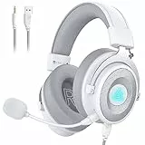 EKSA Cuffie Gaming, E900Pro Cuffie PS5 con audio surround 7.1 e microfono con cancellazione del rumore, Jack Audio USB & 3,5mm, Cuffie PC super leggere con luce LED per PC/Mac/Switch/PS4/PS5/Xbox One