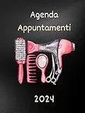 Agenda parrucchieri per appuntamenti 2024: Un giorno per pagina A4 | Intervalli di 30 minuti | 12 mesi da gennaio a dicembre 2024.