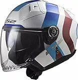 LS2, Casco jet moto INFINITY II Special gloss white blue, M