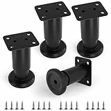 Chuner Gambe per Mobili Nero - Set di 4 Gambe Regolabili in Altezza,Altezza: 75 mm (+35mm) Viti IncluseForma Angolare: 47 x 60 mm per Divano，Tavolini, Mobili, Armadi, Scaffal