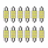 CGEAMDY 12PCS Lampada LED Siluro Ultra Luminose, 12V Lampada a Siluro a Luminoso Eccellente, Super Luminosi Bianca Lampadine, Per Auto Cupola Mappa Tronco Luce Di Interne Luci di Lettura (36mm)
