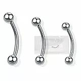 WARRIOR Sterile Piercing Banana alla Sopracciglia CIrcular/Curved Barbell Tragus Helix Cartilagine Orecchio in Acciaio Chirurgico 316L 16G(1,2mm) (8)
