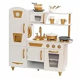 KidKraft Cucina Giocattolo in Legno Vintage Elegantea Bianca con telefono giocattolo e frigorifero vintage,Set da Cucina con 27 accessori per Pentole, giochi per bambini 3+anni, 53445,Esclusivo Amazon