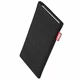 fitBAG Rave Nero per Apple iPhone 14 Plus/iPhone 14 PRO Max Custodia per Cellulare in Tessuto con Imbottitura in Microfibra | Accessorio con Funzione di Pulizia | Made in Germany