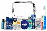 Set 13 pezzi per uomo bundle Colgate, Spazzolino da viaggio pieghevole, Gard, Nivea Men showergel, Nivea Deo , Listerine, Nivea Crème, Sani&Belli, Ultrex, Gel revigorant