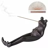 Pipihome Porta bastoncini di incenso a forma di rana, con bastoncini di incenso, supporto in ceramica per cenere divertente rana ornamento decorazione per la casa, per yoga, meditazione, casa, ufficio