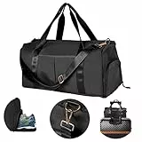 Comius Sharp Borsone Palestra Donna Uomo Borsa Sport, con Scomparto per Scarpe e Scomparto Bagnato, Borsa da Spiaggia, Borsa da Notte, Impermeabile Borsa da Viaggio per Donna e Uomo (Nero)