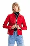 Desigual CHAQ_Cleveland, 3194 Chilli Cappotto PU, Red, XS da Donna