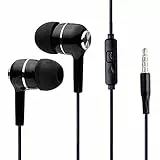 Auricolari con filo e microfono, Cuffiette, Auricolare, Cuffie sportive, Resistente al Sudore, Isolamento del Rumore, Alta Qualità del Suono, Bassi Potenti, per Samsung,Xiaomi,Sony,Huawei etc (Nero)