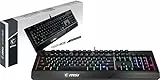 MSI Vigor GK20 IT Tastiera Gaming ergonomica con retroilluminazione RGB, poggiapolsi, hotkey multimediali, anti-ghosting 12 tasti, idrorepellente, ideale per Gaming e Ufficio, Layout ITALIANO