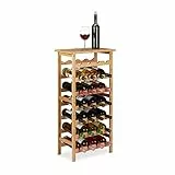 Relaxdays Portabottiglie di Vino in Bambù, Cantinetta per 28 Bottiglie, Mobiletto per Cucina, Cantina & Bar, Naturale, 100%, 1 pz