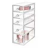 InterDesign Drawers Portaoggetti per bagno con 5 cassetti | Organizer trucchi e accessori | Mini cassettiera anche per minuterie e fai da te | Plastica trasparente