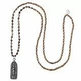 KELITCH Lucky 925 collane con ciondolo Buddha in argento collane lunghe con perline in agata di legno nuove collane di cristallo