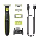 Philips OneBlade Original Hybrid Face + Body - Rifinitore barba elettrico, rasoio e strumento per il bodygrooming, 2 lame originali, 1 pettine regolabile 5 in 1, 1 kit corpo (modello QP2824/30)