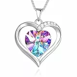 GEORGE · SMITH Collana da donna, Collana con ciondolo d'amore in cristallo placcato oro bianco 18 carati, Regalo di gioielli in cristallo da donna Halloween/Compleanno/Anniversario