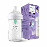 Philips Avent Biberon Natural Response - Biberon da 260 ml con valvola Airfree, senza BPA per neonati da 1 mese in su, con motivo di orso (modello SCY673/82)