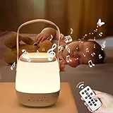 One Fire Lampada da Comodino, 16 Colori 5 Luminosità Luce Notturna Neonato,16 Rumore Bianco 6 Lullaby Lampade da Comodino, Telecomando Timer Lampada Notturna Bambini,USB Ricaricabile Lampada Comodino