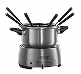 Russell Hobbs Fonduta, Macchina per fonduta, Fondue, 1.7 L, Pentola in acciaio inox, Lavastoviglie ok, 6 Forchettine incluse, Temperatura regolabile, 1200 W, Fiesta Fondue Maker 22560-56