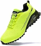 Kricely Scarpe da Trail Running Uomo Outdoor Leggero Traspirante Scarpe da Passeggio Moda Multicolore Trekking Fitness Running Sneakers（Verde Fluorescente 45）
