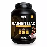 EAFIT GAINER MAX 1,1 kg - Gusto fragola - Culturismo - Siero del latte + Uovo - Accrescimento della Massa Muscolare - Apporto calorico - Vitamine, sali Minerali - 18 porzioni - Certif anti-doping